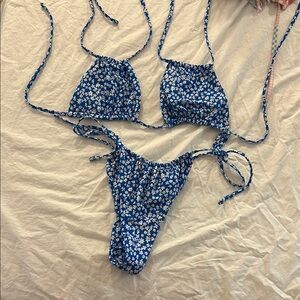 Blue Floral Bikini Set